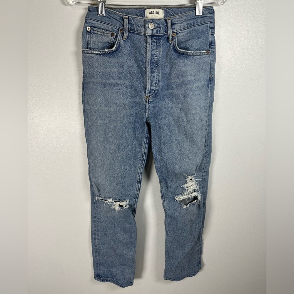 AGOLDE Women’s Blue Distressed Jeans size 26 Organic Cotton
